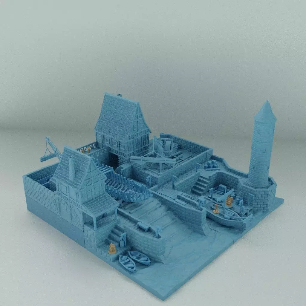 Medieval Shipyard Tabletop Terrain 3D print model_0
