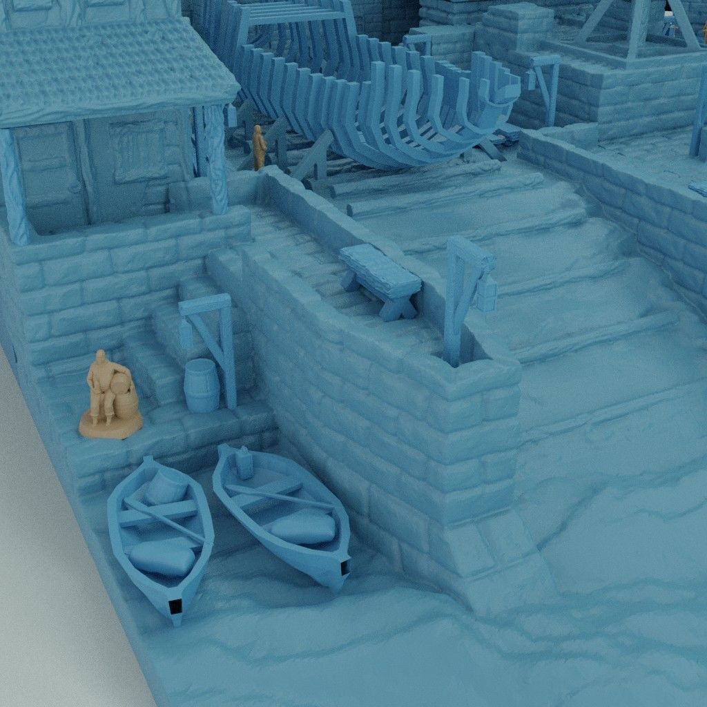 Medieval Shipyard Tabletop Terrain 3D print model_6