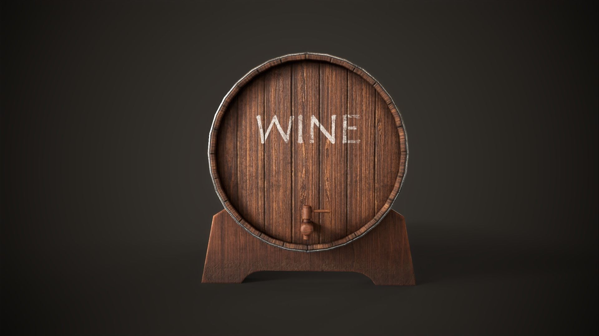 Wine barrel Low-poly 3D model_8