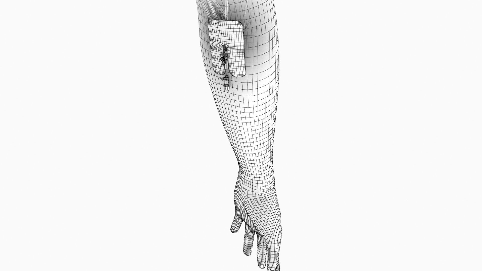 Injected Cannula with sticking plaster Low-poly 3D model_15