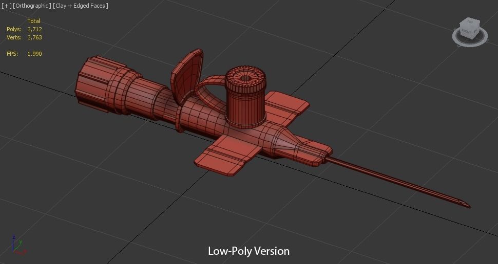 Injected Cannula with sticking plaster Low-poly 3D model_18