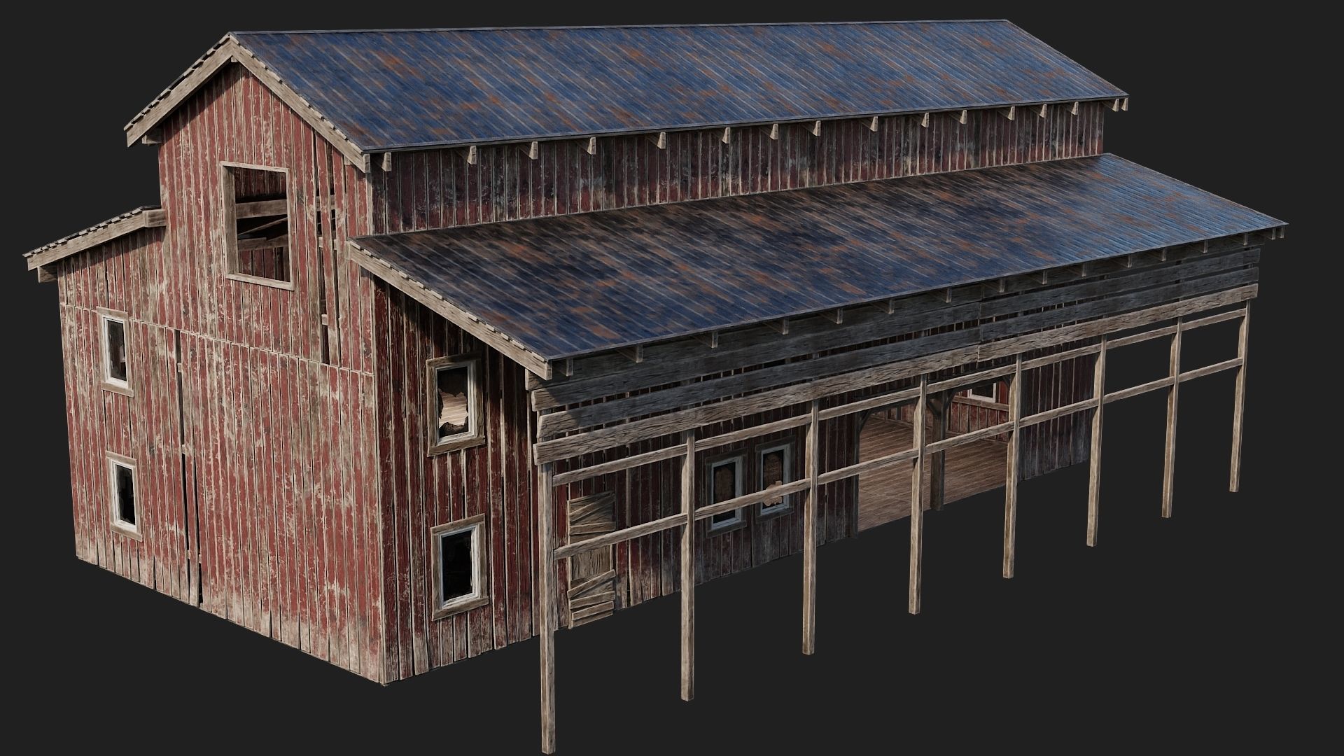 61-62-63-64  - Farm Buildings 4K PBR GameReady Low-poly 3D model_17