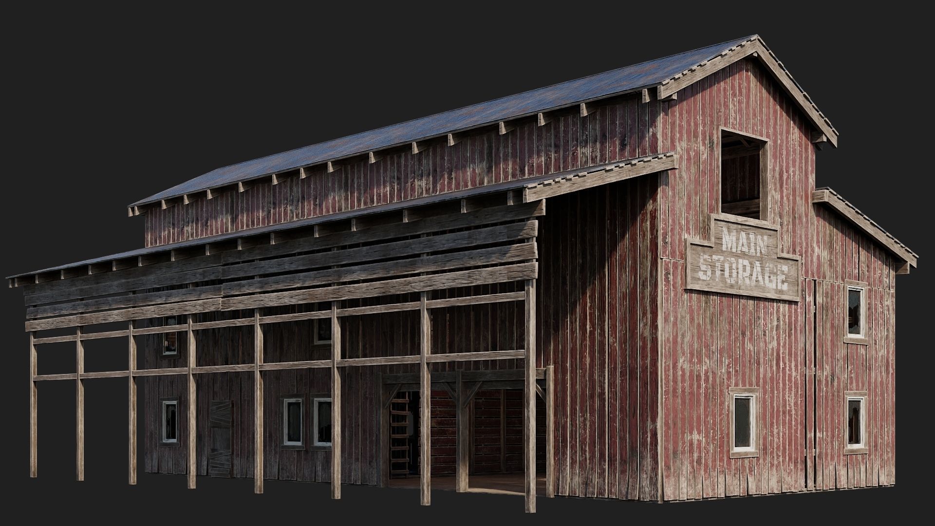 61-62-63-64  - Farm Buildings 4K PBR GameReady Low-poly 3D model_2