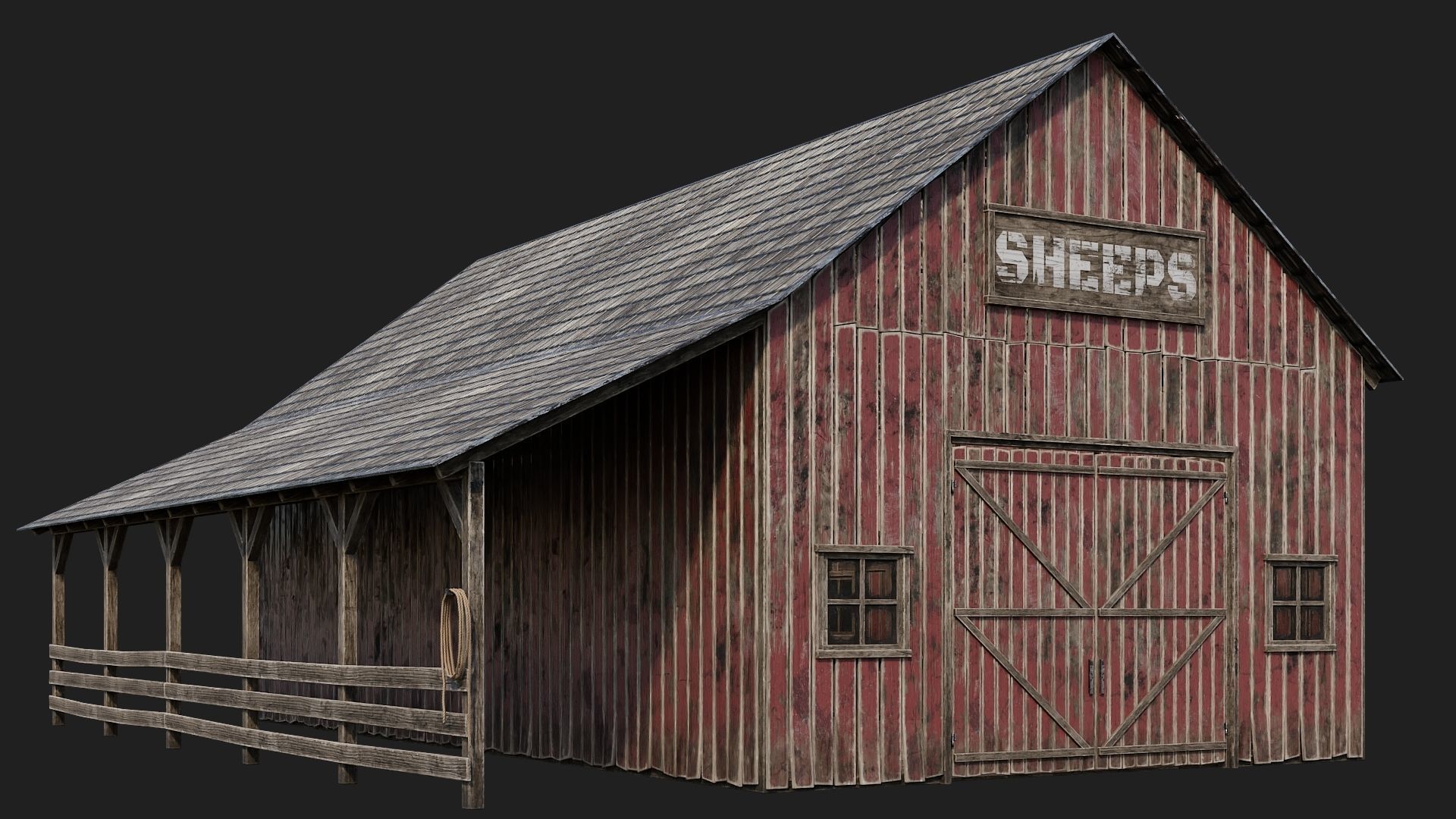 65-66-67-68 - Farm Buildings 4K PBR GameReady Low-poly 3D model_4