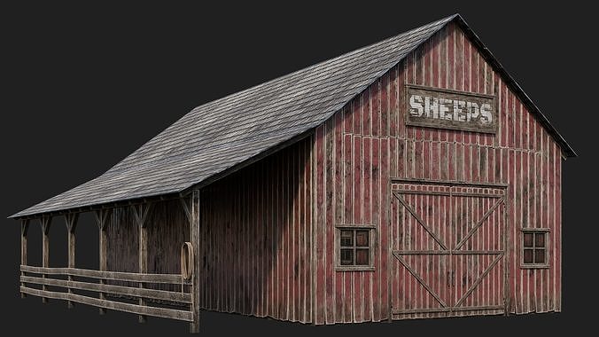 65-66-67-68 - Farm Buildings 4K PBR GameReady Low-poly 3D model 5