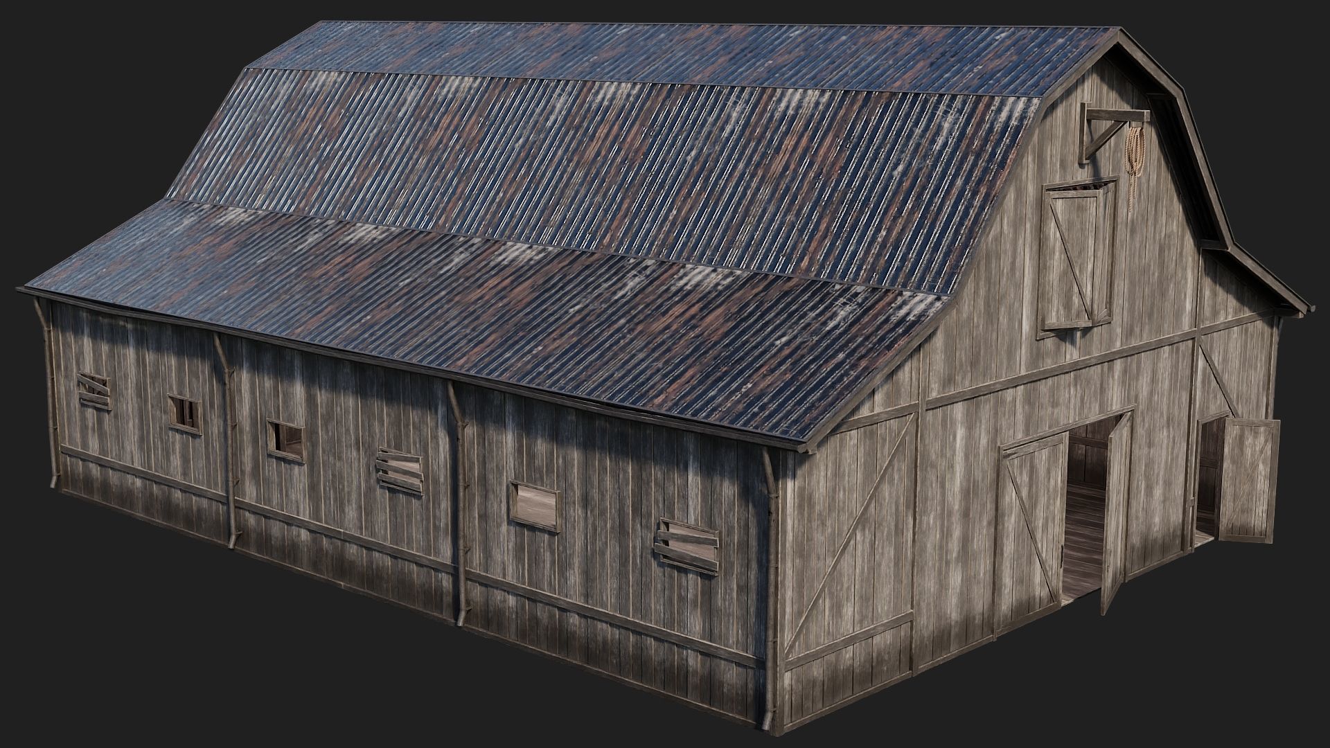 69-70-71-72 - Farm Buildings 4K PBR GameReady Low-poly 3D model_11