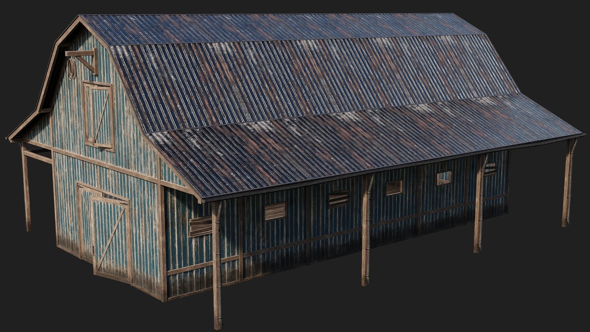 69-70-71-72 - Farm Buildings 4K PBR GameReady Low-poly 3D model_30