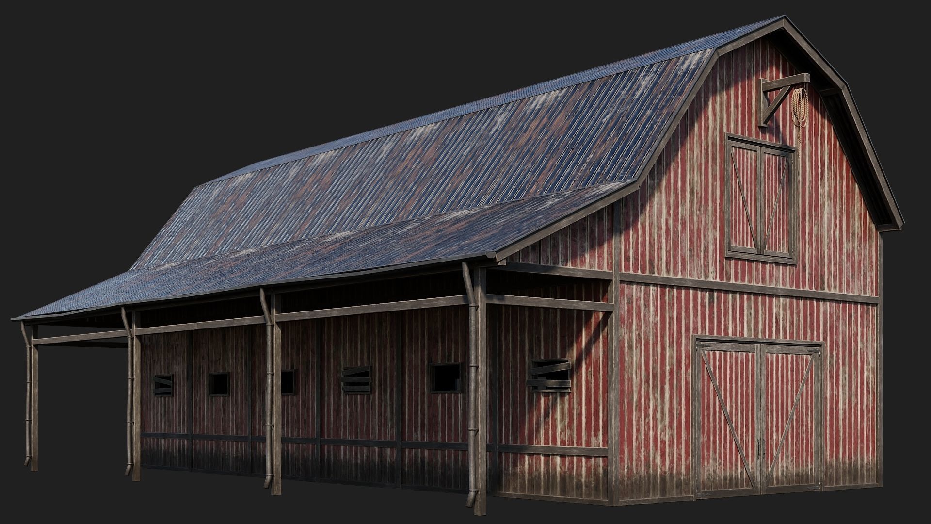 69-70-71-72 - Farm Buildings 4K PBR GameReady Low-poly 3D model_2