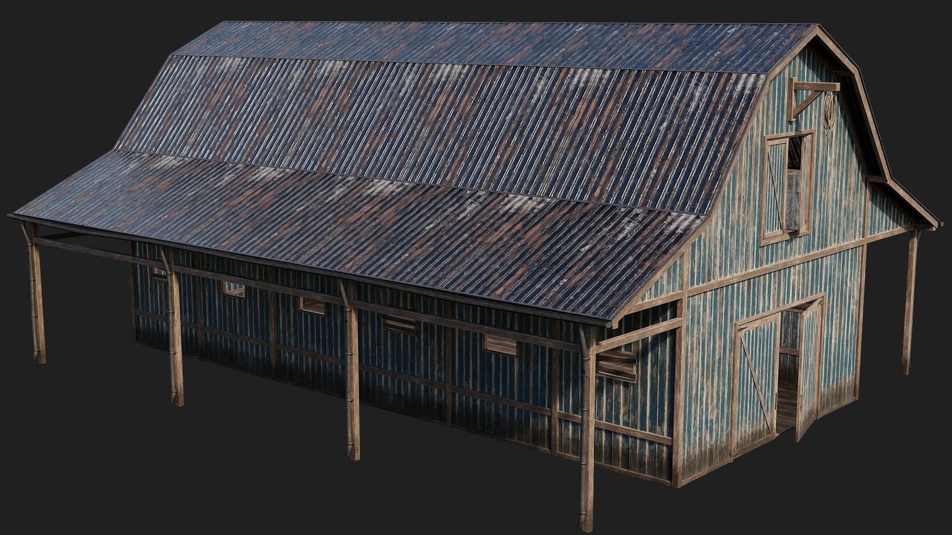 69-70-71-72 - Farm Buildings 4K PBR GameReady Low-poly 3D model_29