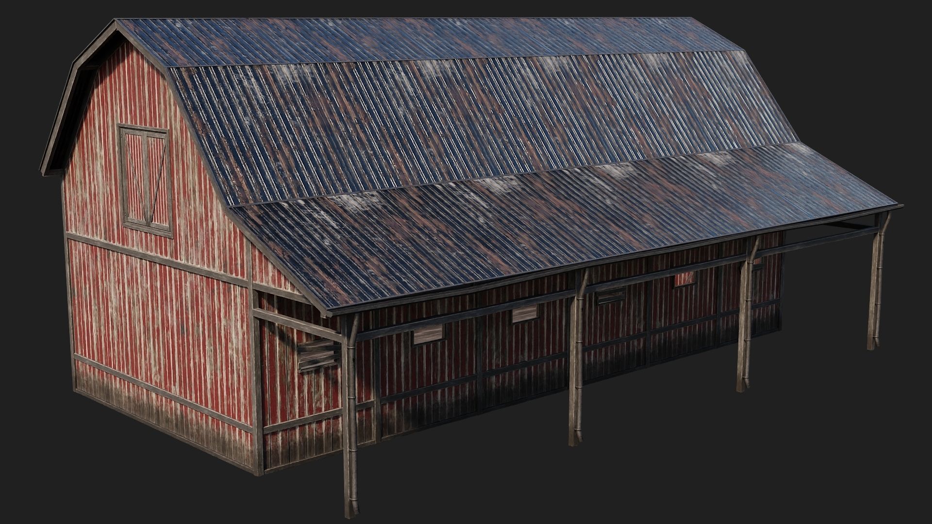 69-70-71-72 - Farm Buildings 4K PBR GameReady Low-poly 3D model_14