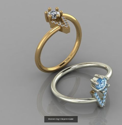 Ring 3d print model -5 silver tiara with diamonds 3D Model Collection_4