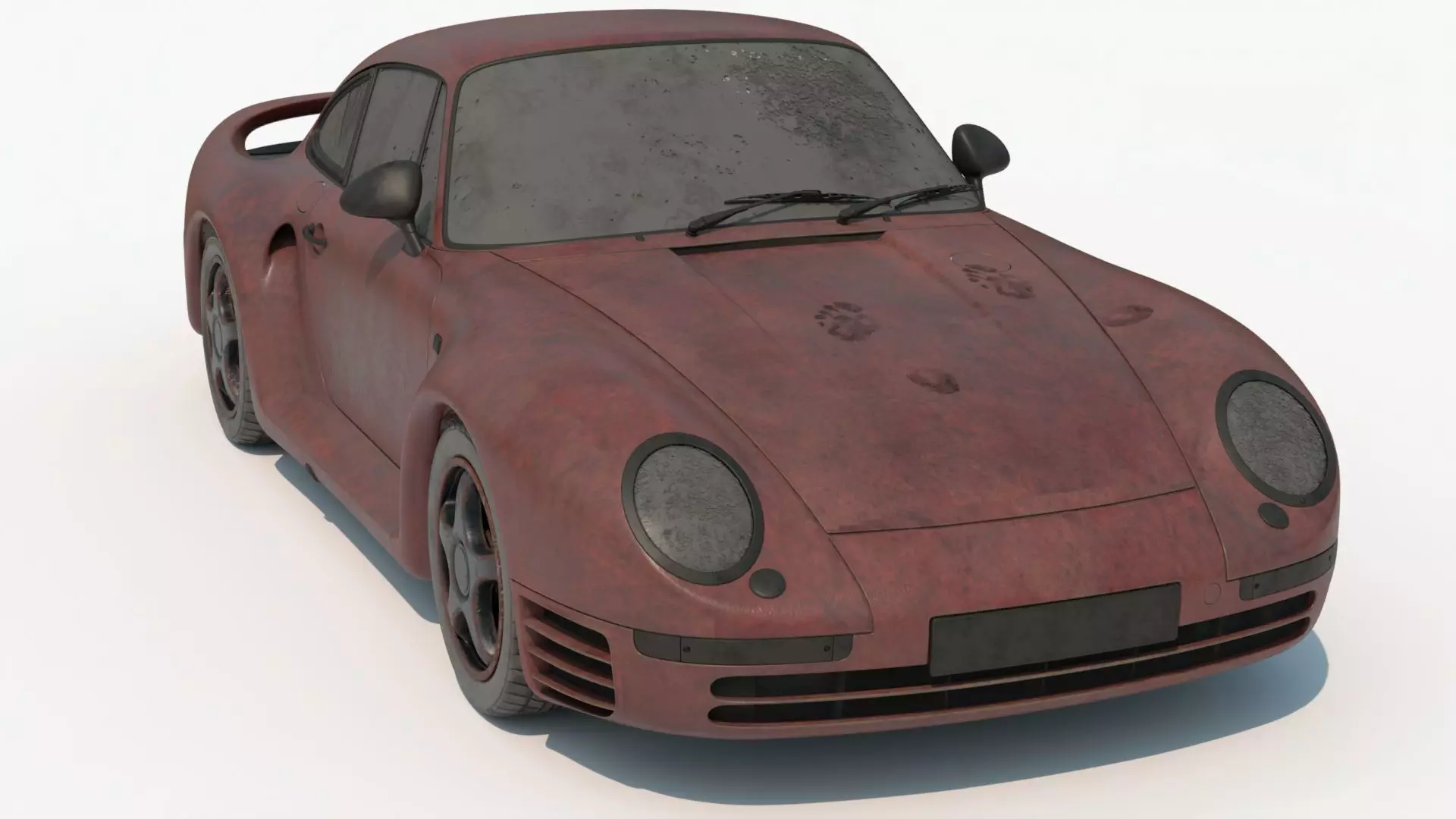 4K Textures Abandoned Rusty 1987 Sport Car Low-poly 3D model