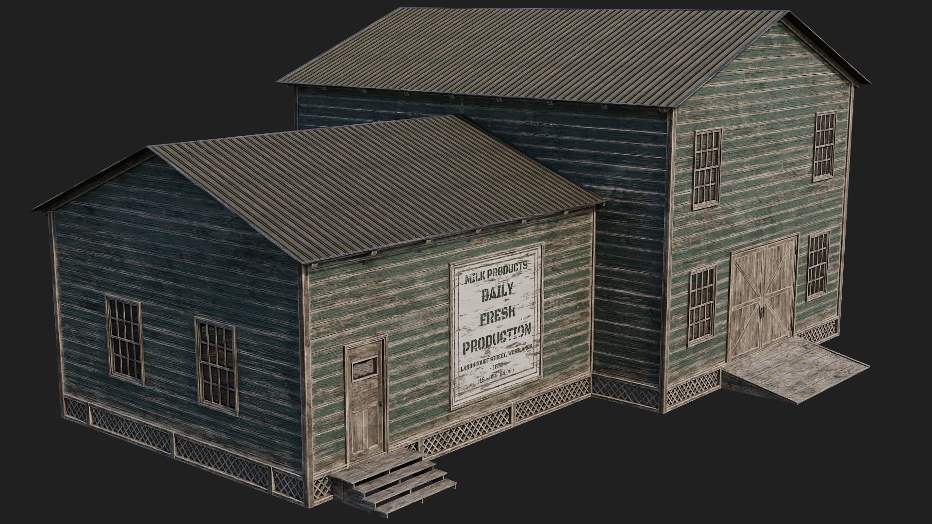 73-74-75-76 - Farm Buildings 4K PBR GameReady Low-poly 3D model_30