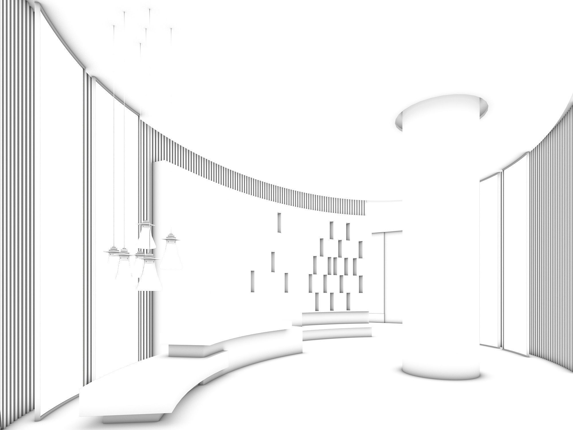 Fitness Center Reception Lobby 3D model_5