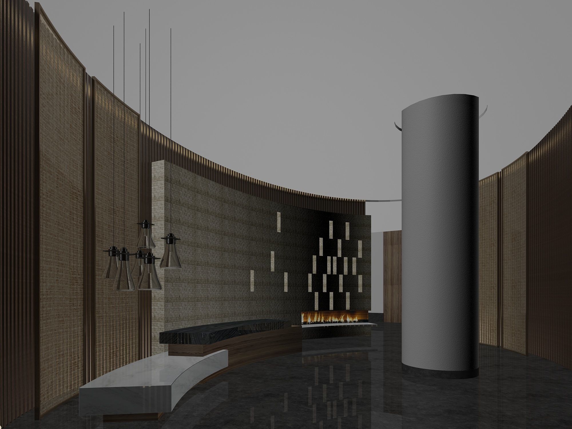 Fitness Center Reception Lobby 3D model_1