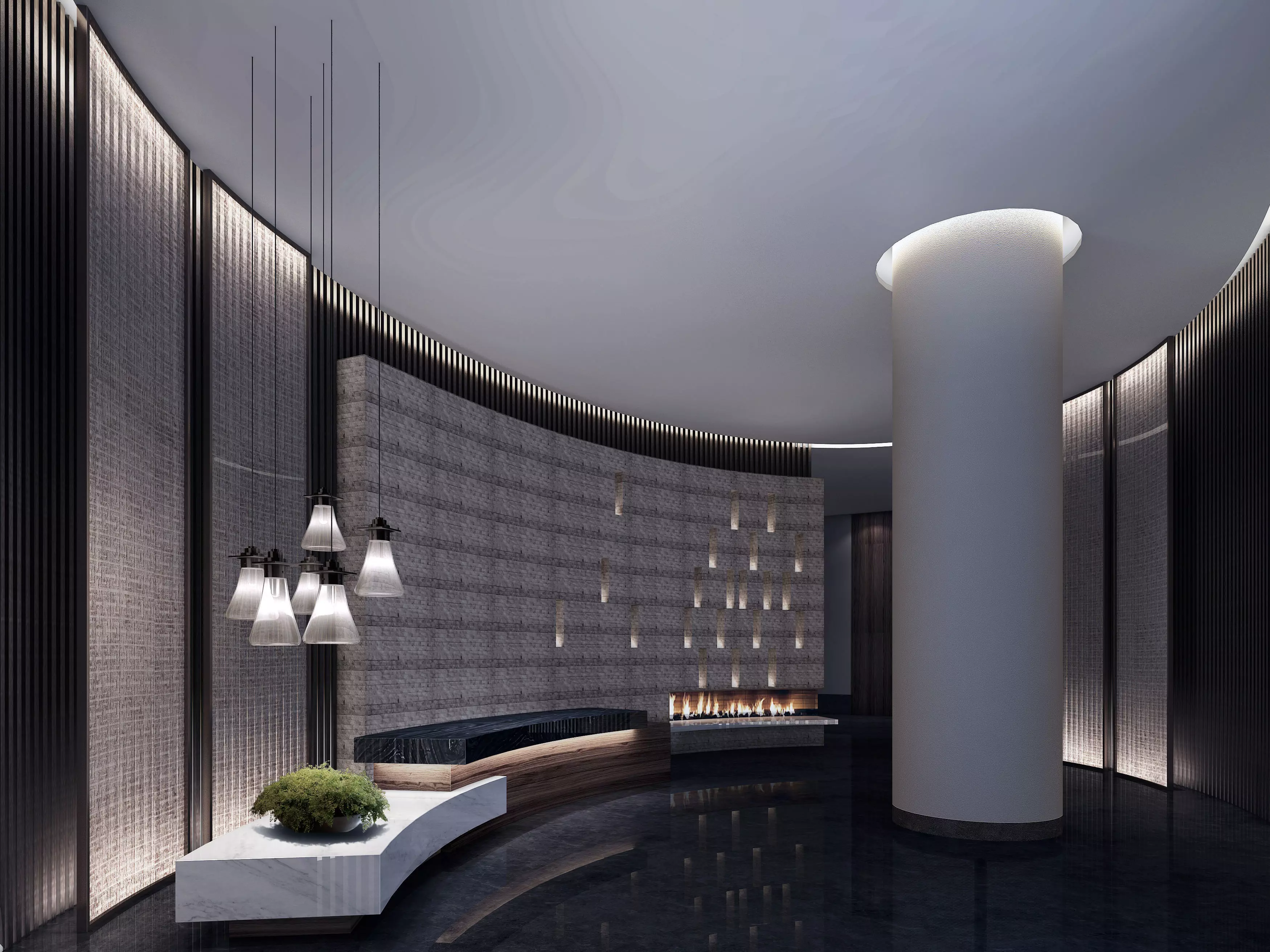 Fitness Center Reception Lobby 3D model_0