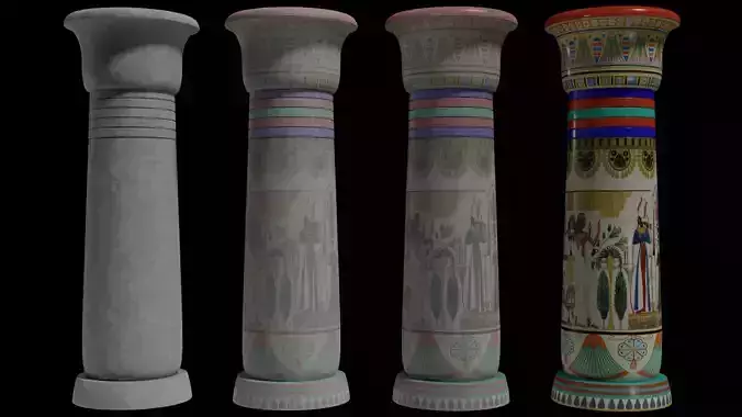 Egyptian Pillar Model Low-poly 3D model