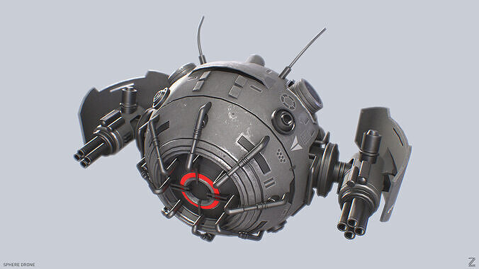 Sphere drone Low-poly 3D model