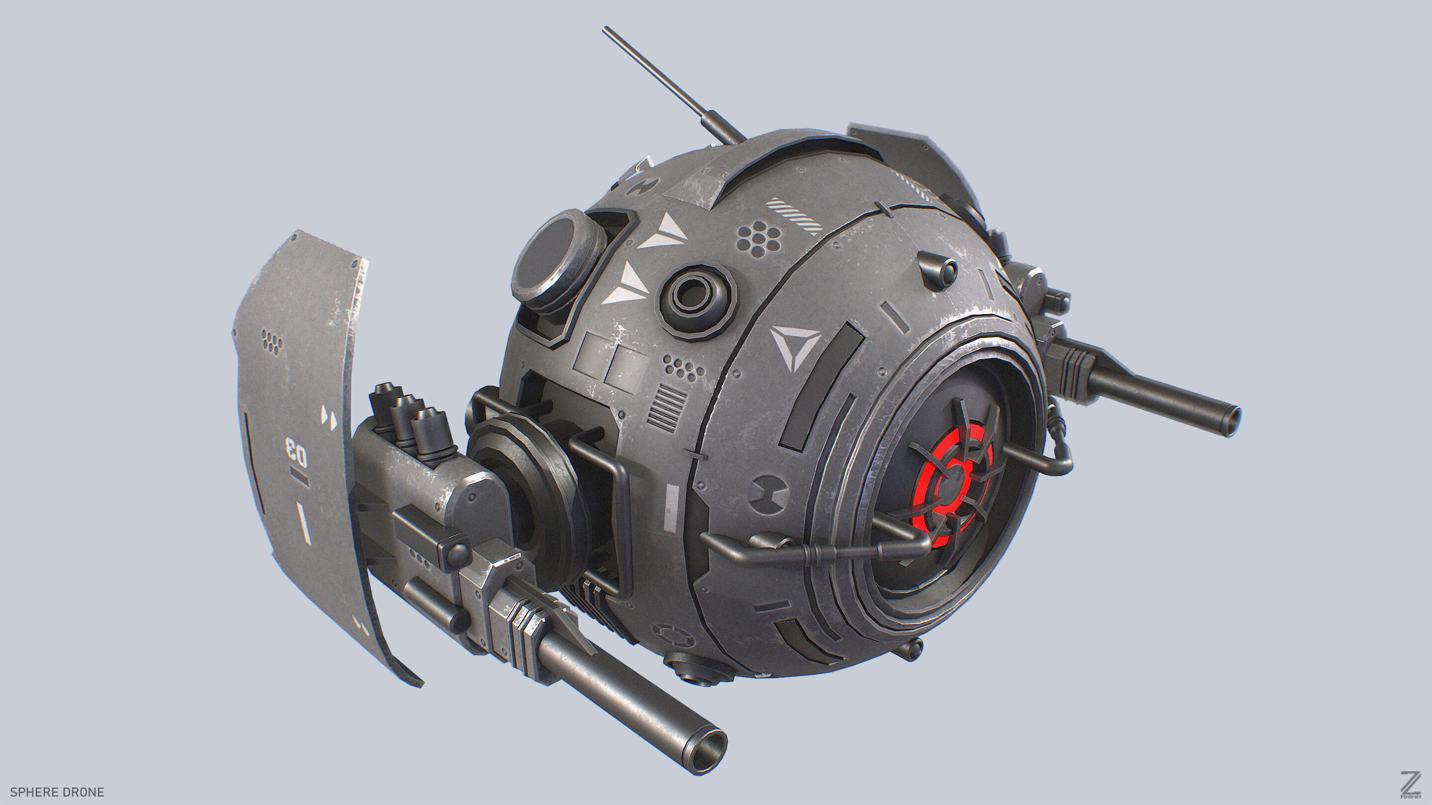 Sphere drone Low-poly 3D model_8