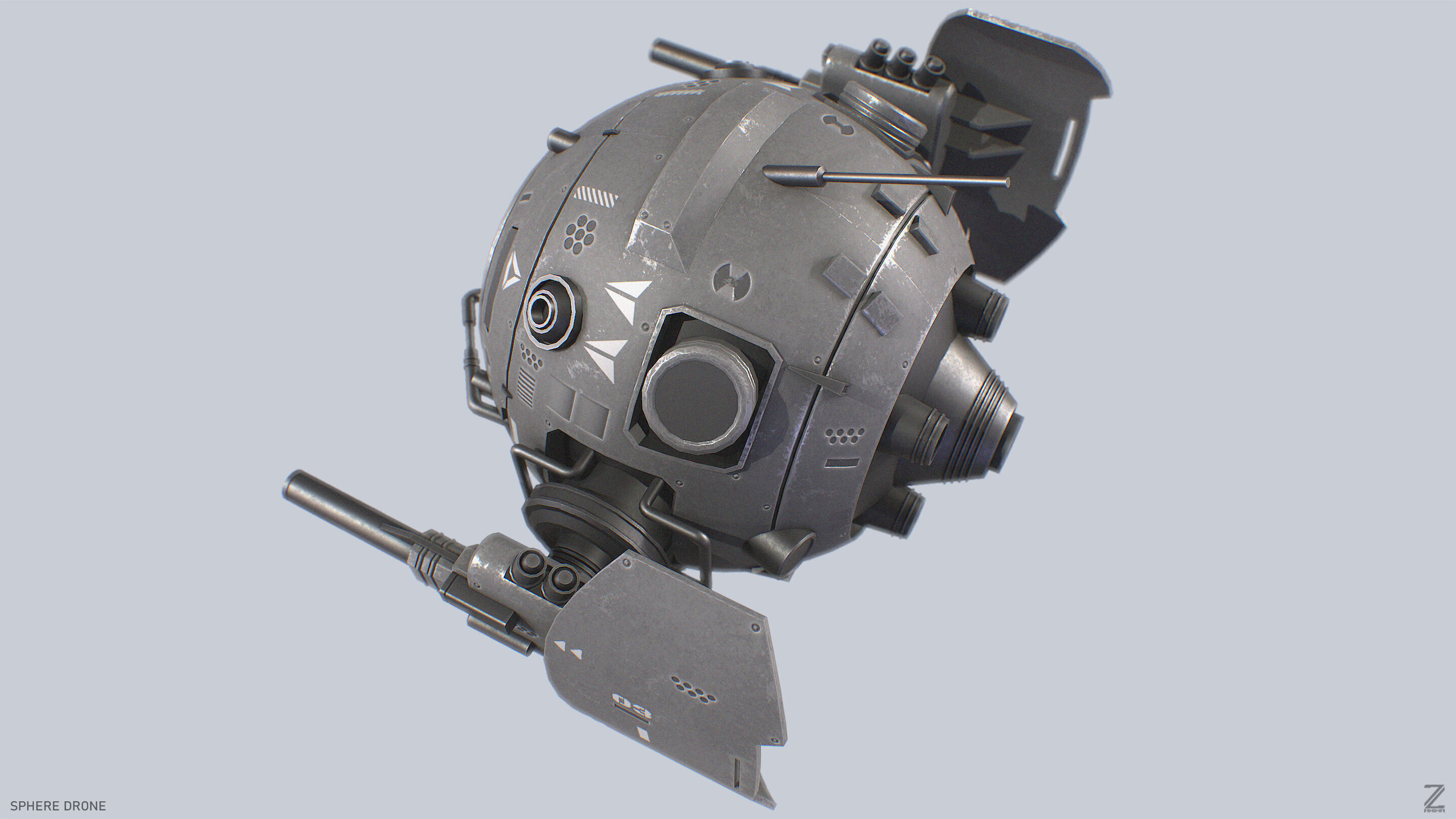 Sphere drone Low-poly 3D model_4