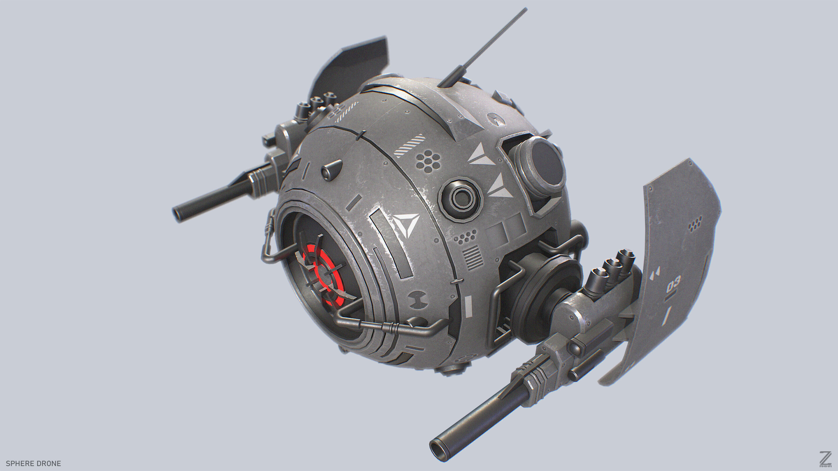 Sphere drone Low-poly 3D model_2