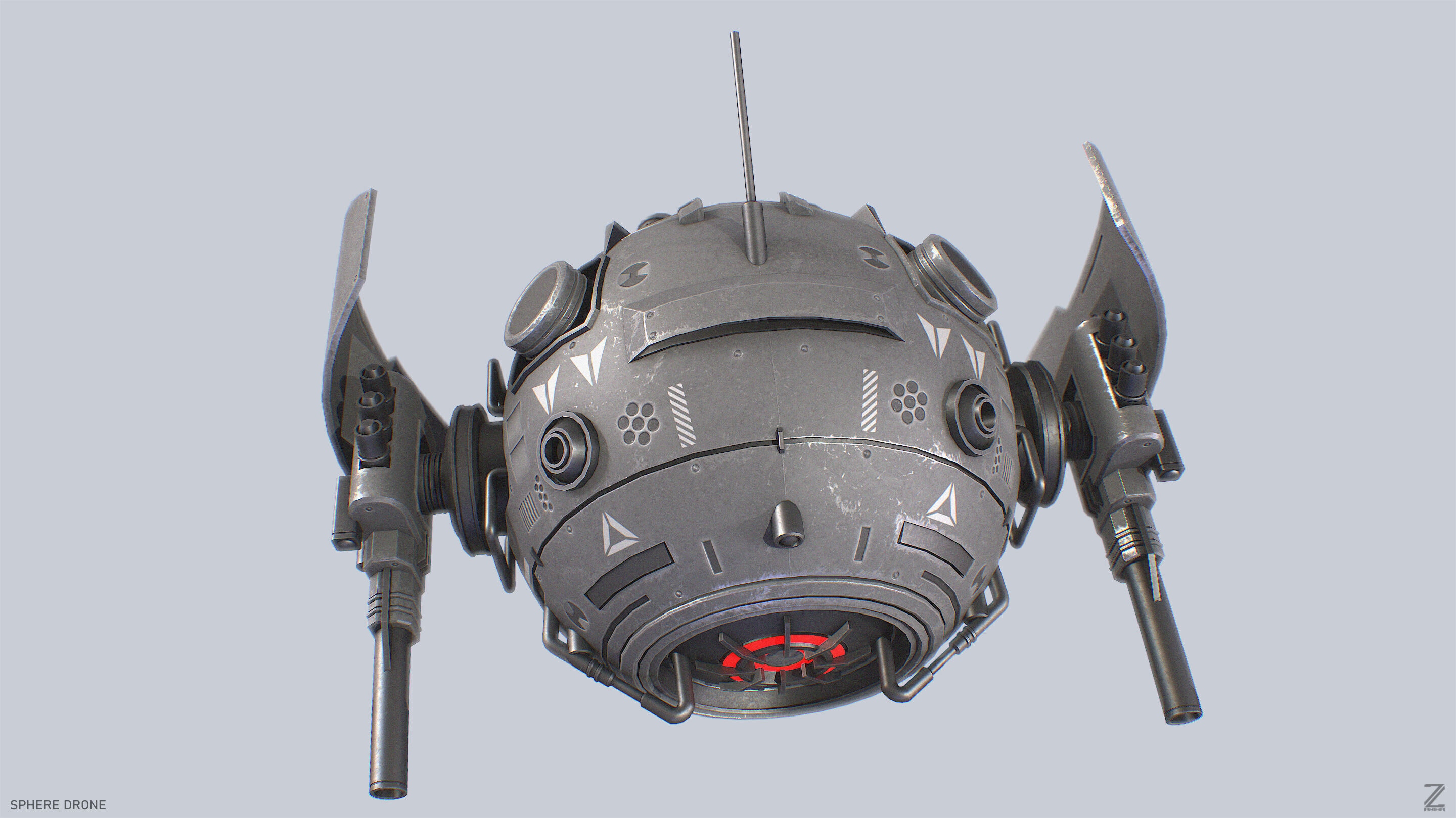Sphere drone Low-poly 3D model_7