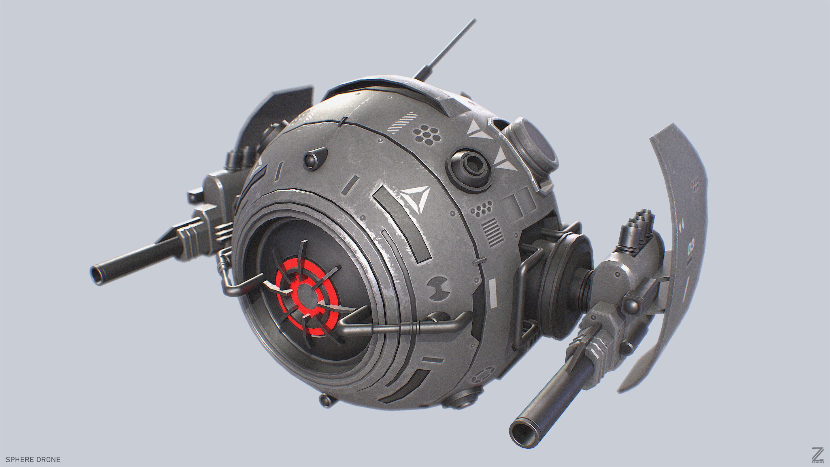 Sphere drone Low-poly 3D model_5