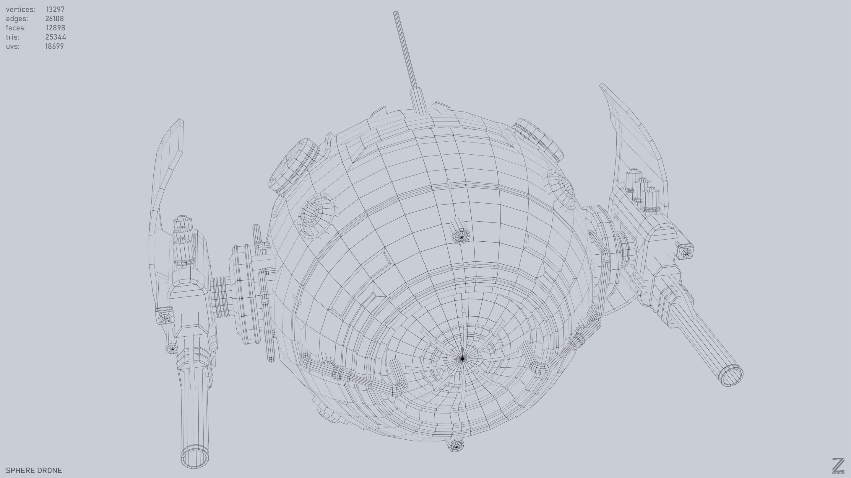 Sphere drone Low-poly 3D model_15