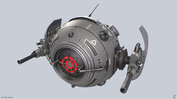 Sphere drone Low-poly 3D model