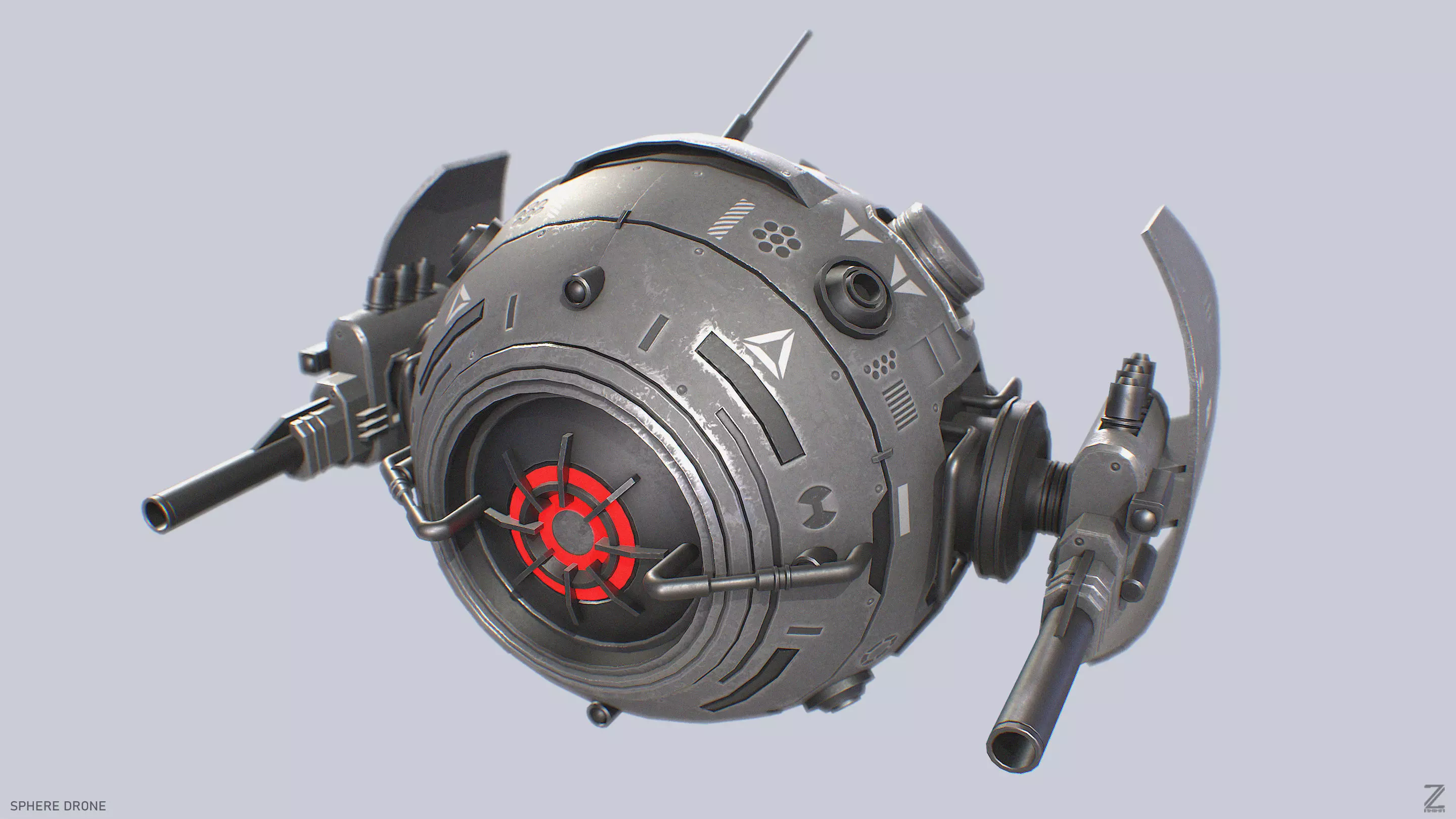 Sphere drone Low-poly 3D model_0