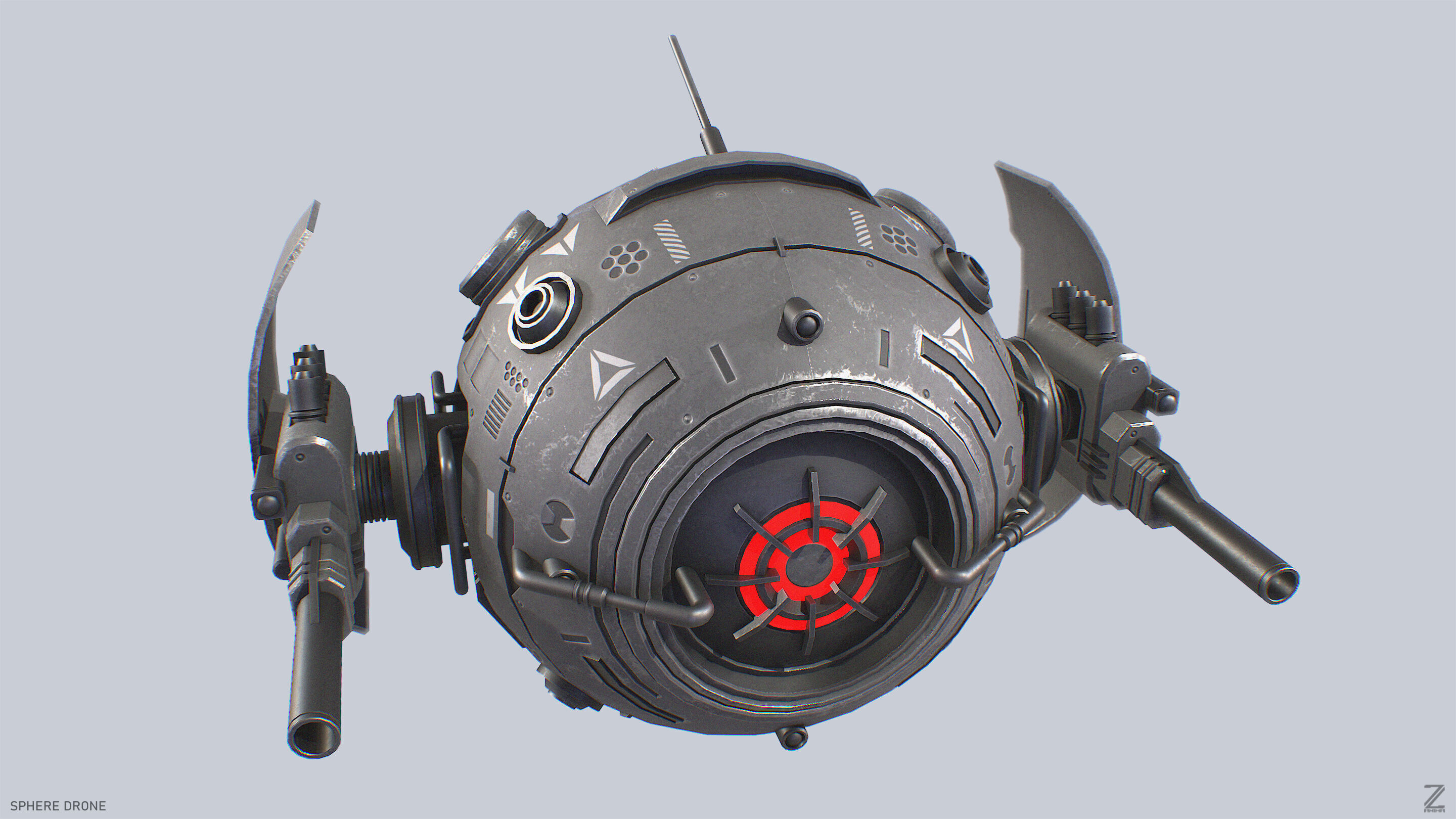 Sphere drone Low-poly 3D model_6