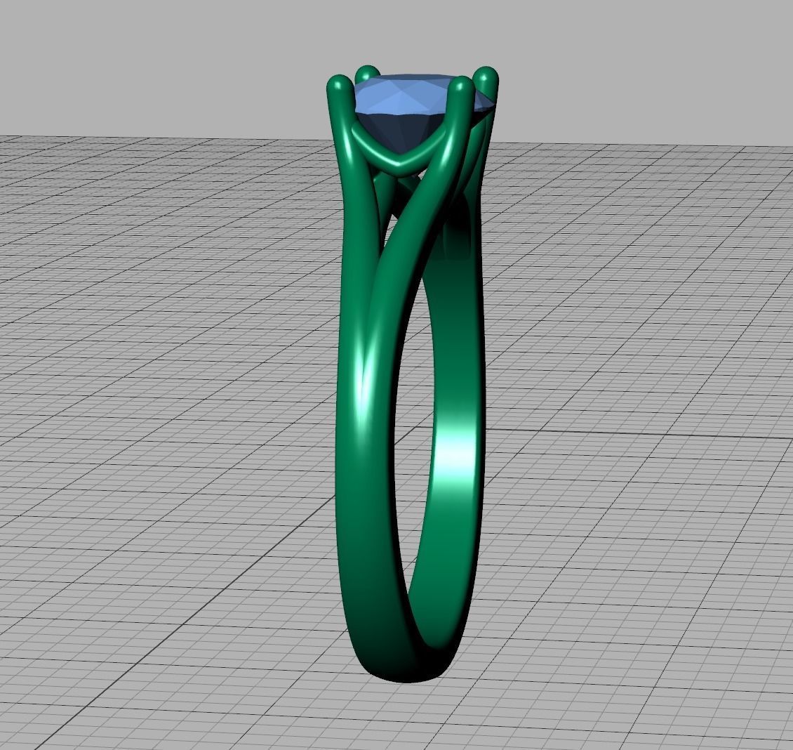 1ct Solitaire Engagement ring Split Shank design 3dmodel 3D print model_20