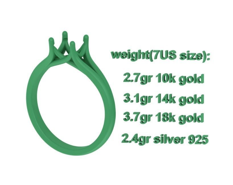 1ct Solitaire Engagement ring Split Shank design 3dmodel 3D print model_15