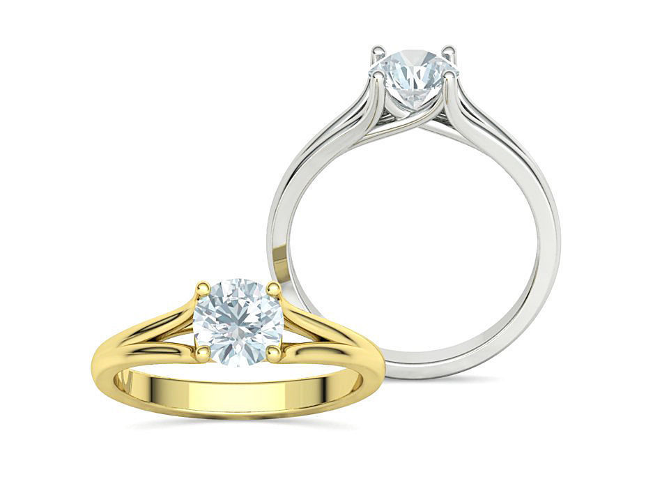 1ct Solitaire Engagement ring Split Shank design 3dmodel 3D print model_1