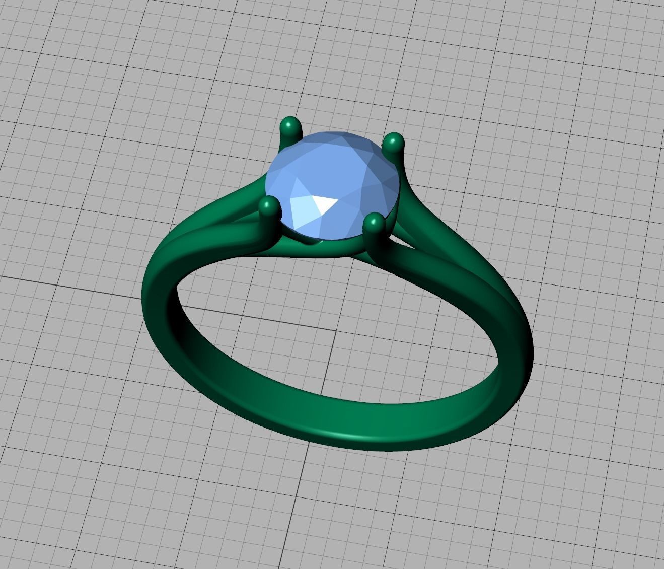 1ct Solitaire Engagement ring Split Shank design 3dmodel 3D print model_17