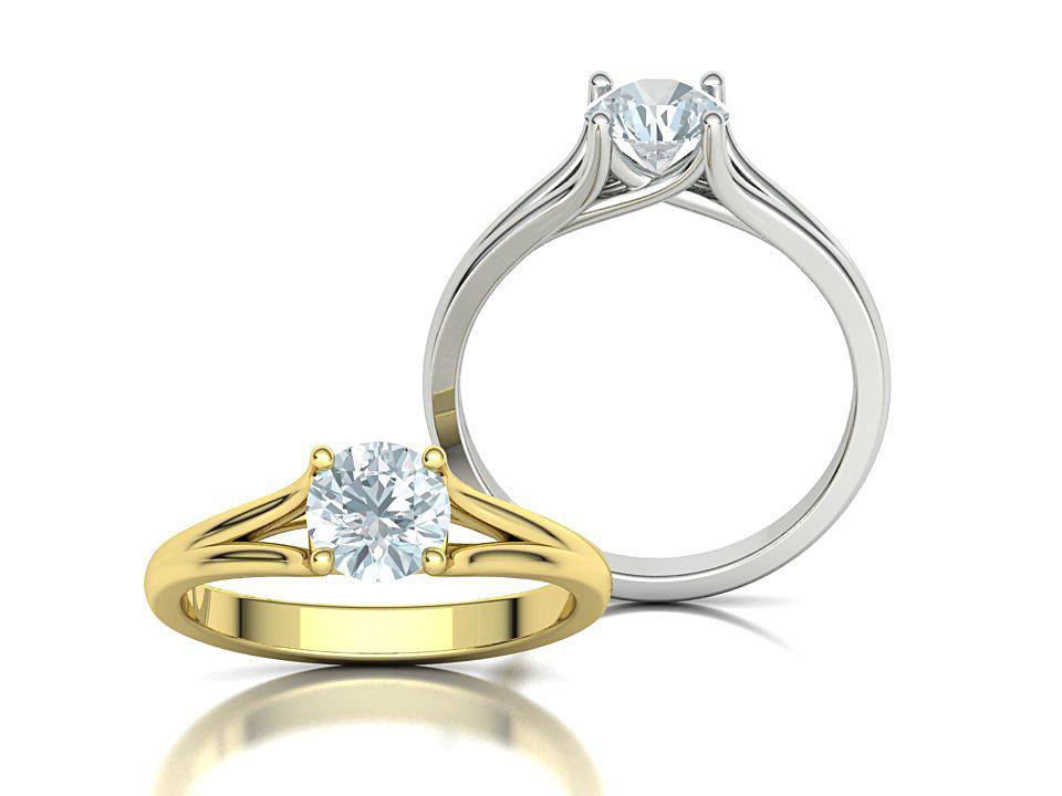 1ct Solitaire Engagement ring Split Shank design 3dmodel 3D print model_3