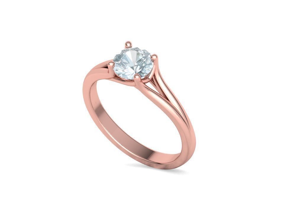 1ct Solitaire Engagement ring Split Shank design 3dmodel 3D print model_28