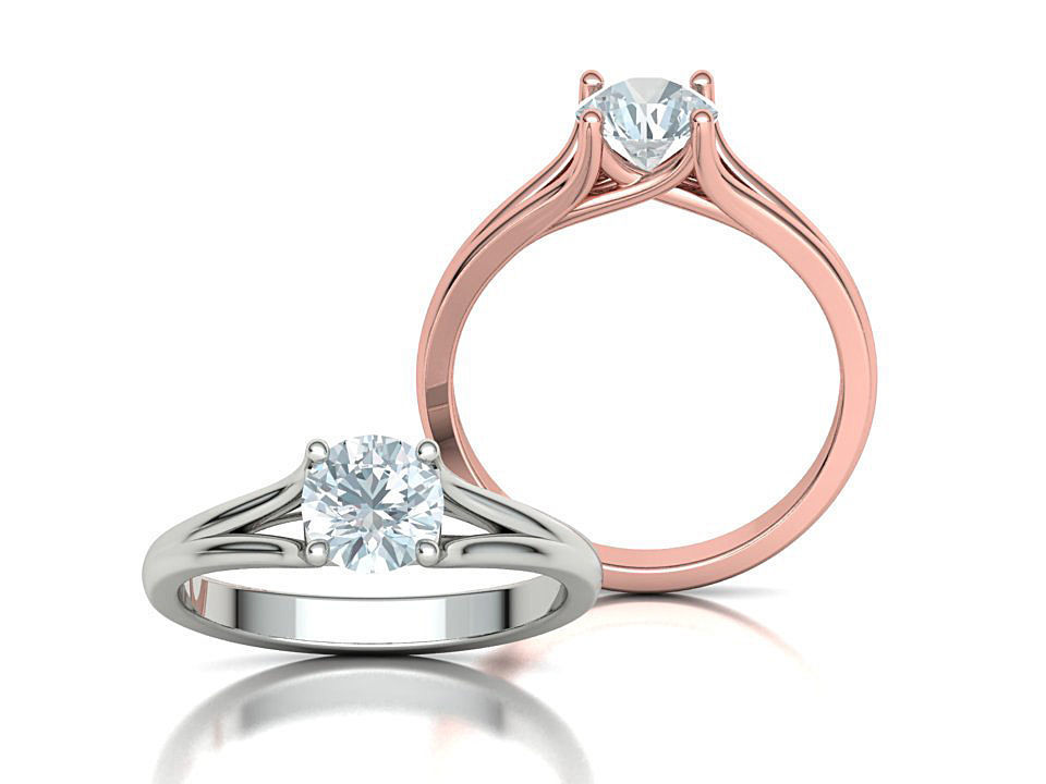 1ct Solitaire Engagement ring Split Shank design 3dmodel 3D print model_2