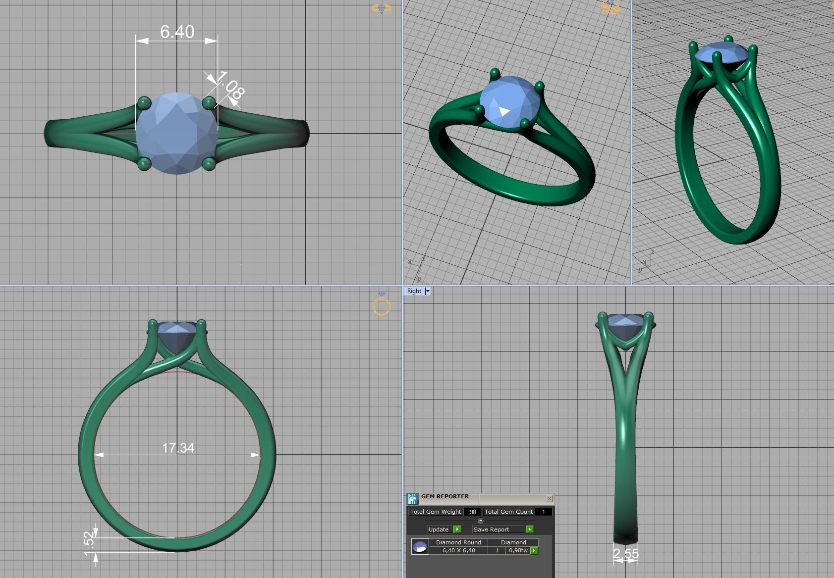 1ct Solitaire Engagement ring Split Shank design 3dmodel 3D print model_10