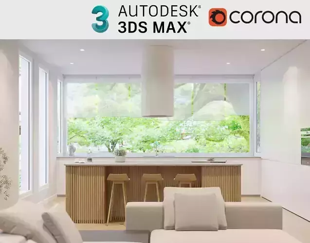 Corona - 3ds Max Scene files - Modern Kitchen Interior