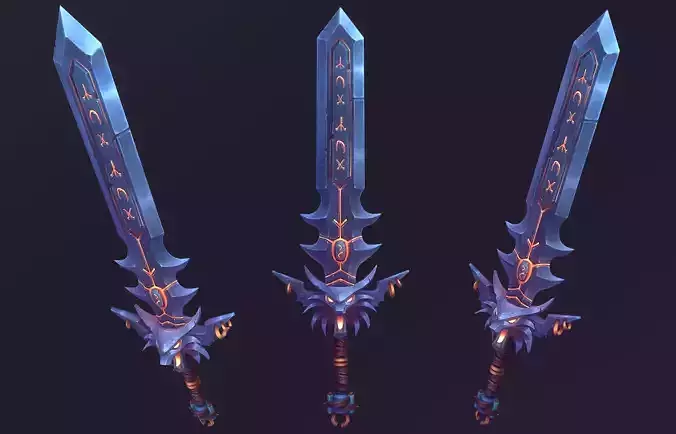 Stylized Witcher Sword Low-poly 3D model