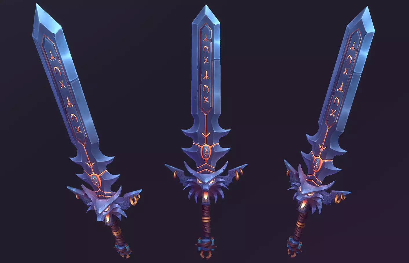 Stylized Witcher Sword Low-poly 3D model_0