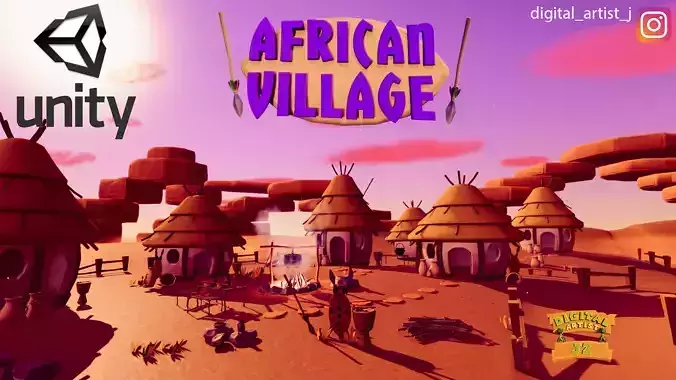 African village game assets Unity URP Low-poly 3D model