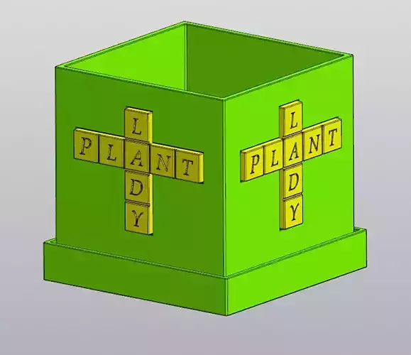 Planter Plant Lady Scrabble tile 3D print model