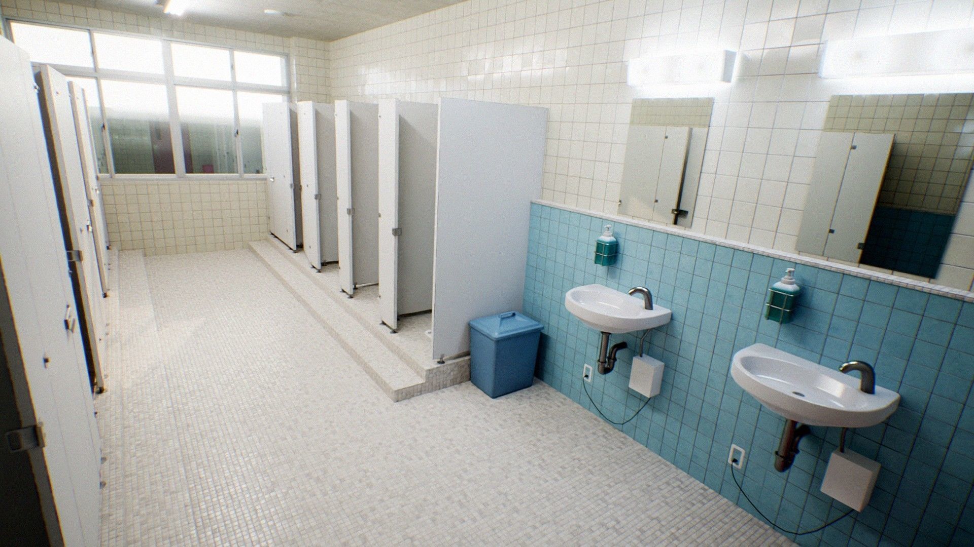 Japanese School Restroom - For Visual Novels and Games Low-poly 3D model_9
