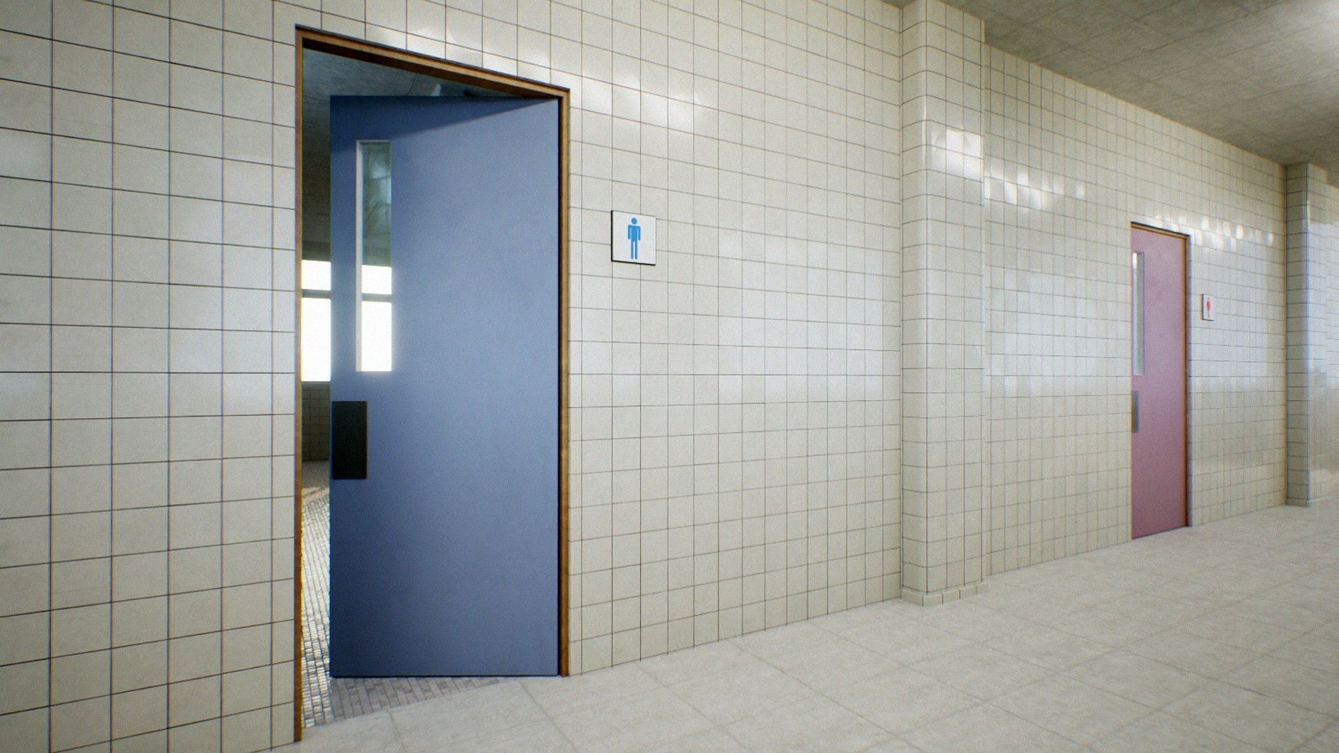 Japanese School Restroom - For Visual Novels and Games Low-poly 3D model_12