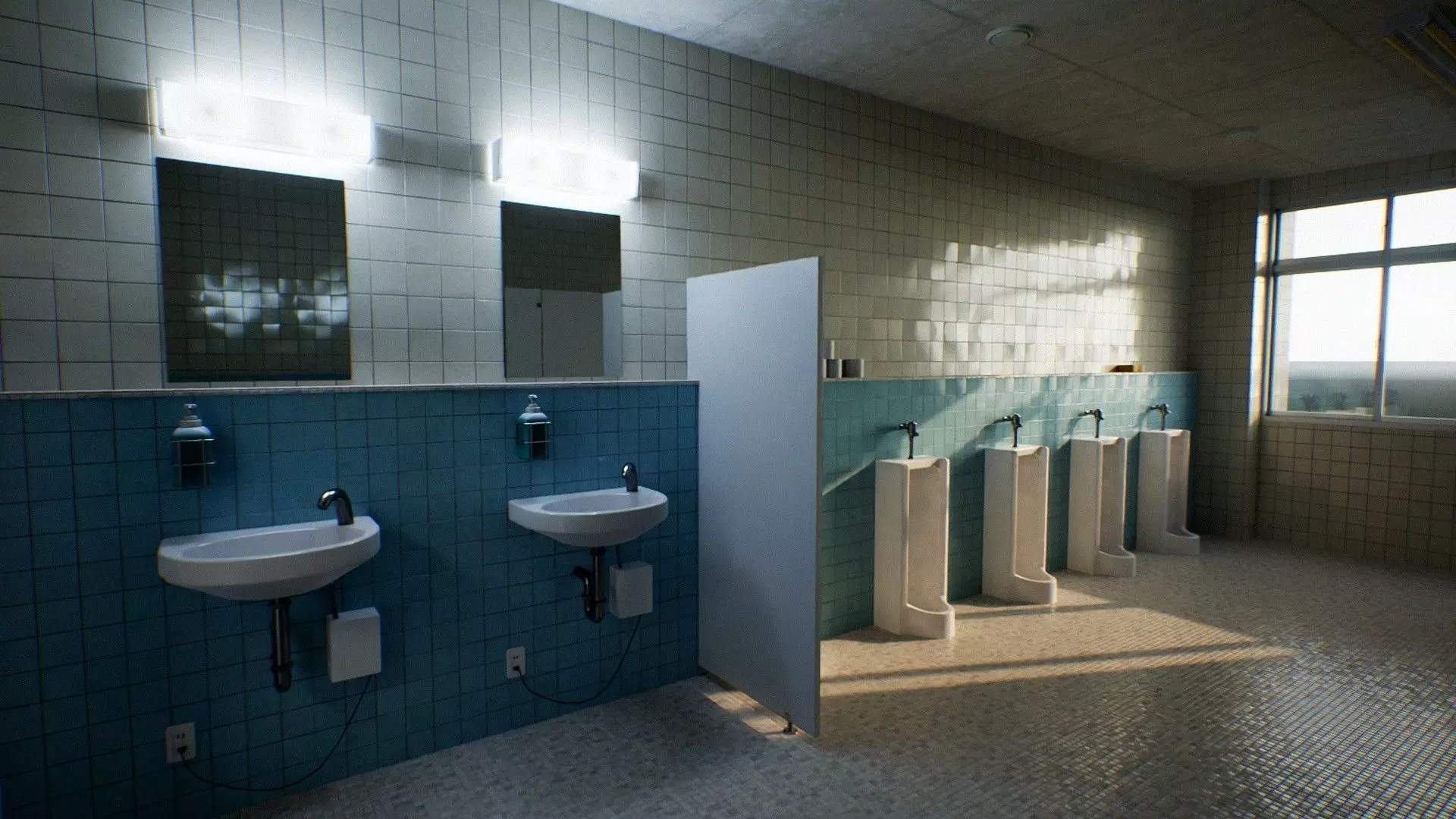 Japanese School Restroom - For Visual Novels and Games Low-poly 3D model_0
