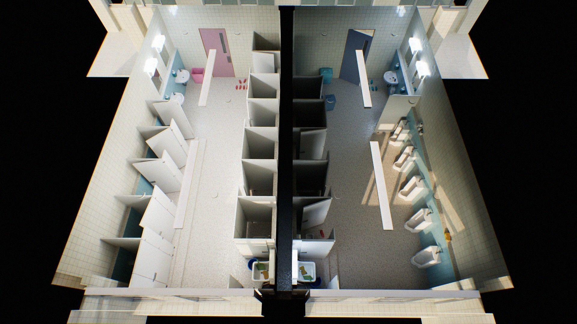 Japanese School Restroom - For Visual Novels and Games Low-poly 3D model_11