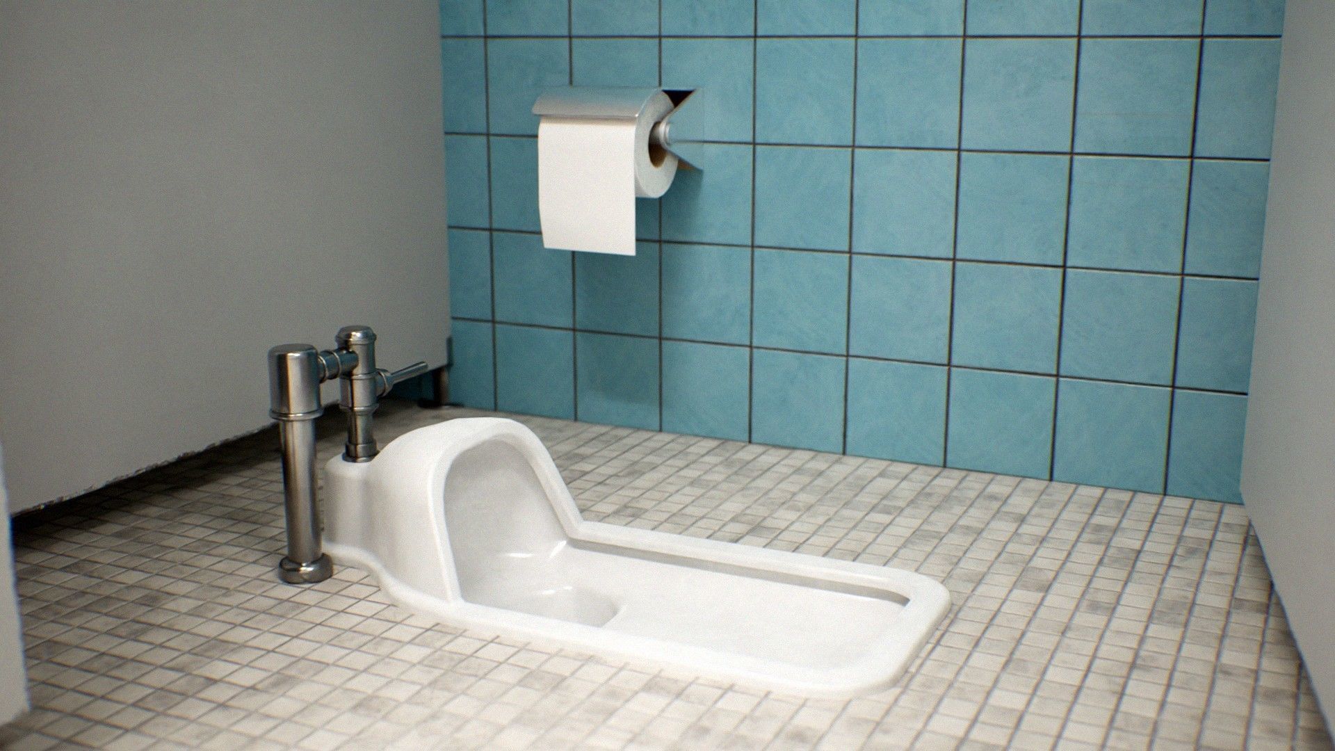 Japanese School Restroom - For Visual Novels and Games Low-poly 3D model_7
