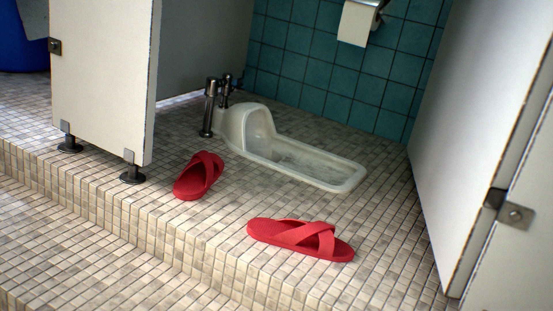 Japanese School Restroom - For Visual Novels and Games Low-poly 3D model_2